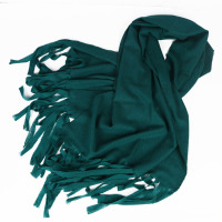 秋冬手工编织羊毛超大款长流苏羔羊绒围巾披肩 墨绿色