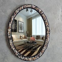 欧式卫浴地中海风情黏石壁挂化妆镜椭圆形浴室镜子装饰镜梳妆玄关