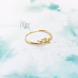 简默音乐珠宝首饰 独立设计925银镀G18K小鸟简约精致细圈关节戒指
