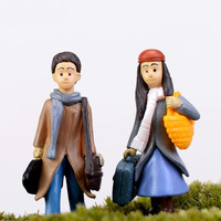 微景观苔藓创意小人情侣背包提包男女向左走向右走男女孩摆件diy