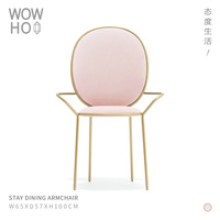 [WOWHOO]Stay Dining Armchair北欧马卡龙波普金属绒布餐椅咖啡椅