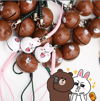 韩国可妮兔布朗熊铃铛卡通小熊萌可爱动漫手机配件挂件吊坠配饰品