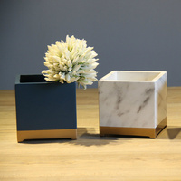 家居饰品 办公室桌面迷你创意方形小花盆 现代简约树脂装饰品摆件