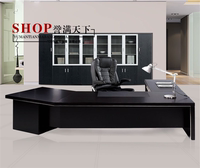 上海办公家具大班台黑浮雕总裁桌弧形老板桌椅经理主管办公桌特价