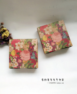 复古文艺包装原创复古玫瑰喜糖盒进口牛皮纸盒个性简易款80包装盒