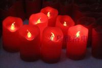 2017新款香薰真腊红色壳红光蜡烛波浪口LED电子蜡烛灯