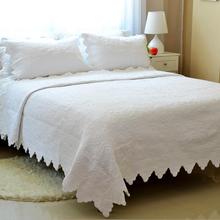 欧式白色绣花新品纯棉绗缝被床盖秋冬被bedding set cotton三件套