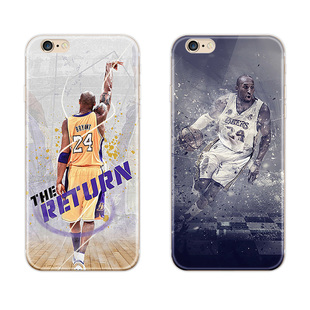 NBA科比iphone7手机壳苹果6splus/5se浮雕硅胶透明保护套潮流软壳