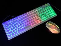 彼诺七彩发光键盘鼠标套装。游戏键盘，背光键盘送防尘键盘膜