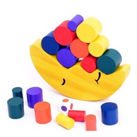 木制彩色月亮船平衡积木叠叠乐幼儿园早教平衡益智亲子游戏玩具