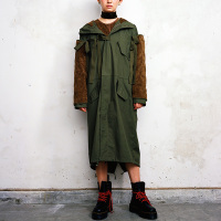 CING STUDIO原创 独立设计师品牌女装 宽松 夹棉军绿色风衣外套
