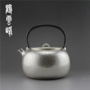 鹤云峰 茶壶纯银茶壶银壶纯银999烧水壶纯手工一张打一体壶银茶壶