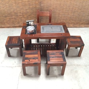 老船木茶桌椅组合仿古实木泡茶台客厅中式小茶几茶艺桌小户型家具