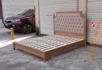 特价法式乡村美式进口红橡木实木雕花双人原木架子床复古布艺床