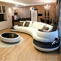 韩式创意弧形真皮沙发 现代时尚小户型客厅组合 圆形头层皮艺沙发