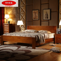 纯实木床双人1.8米1.5米卧室家具现代简约中式主卧胡桃木原木大床