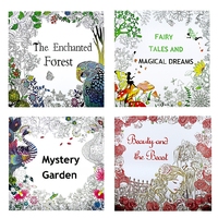 英文版秘密花园  奇幻森林减压手绘填色涂色书成人画涂色本图画书