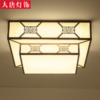 LED变光现代新中式吸顶灯客厅正方形灯具布艺卧室书房灯饰