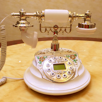 无线插卡仿古电话机 欧式电话机 银白色座机可爱创意 复古电话机