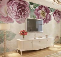 欧式怀旧复古花卉油画壁纸手绘大型壁画客厅卧室电视背景墙纸美式