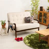 日式简约北欧拉扣布艺沙发简易小户型单个双人3人实木扶手沙发椅