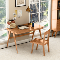 豪华日式实木进口橡木带抽屉书架组合成人家用写字台办公桌椅套装