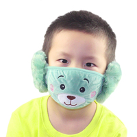 冬季韩国特价宝宝加厚保暖儿童卡通小熊时尚毛绒口罩耳罩二合一