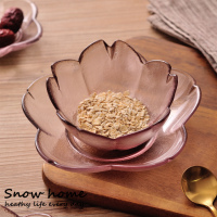 雪诺 日式料理小碟子 玻璃小碗粉色酱料醋碟甜品碗 樱花瓣调味碟