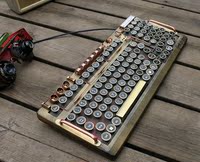 海外代购steampunk㊣ 纯手工重金属蒸汽朋克黄铜弹簧青轴机械键盘