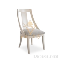 美卡娜 美式乡村 白色实木餐椅 简约高背椅子 坐垫软包面料