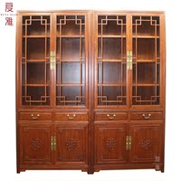 现代新中式榆木实木书架书柜两件套明清古典书房家具上海工厂直销