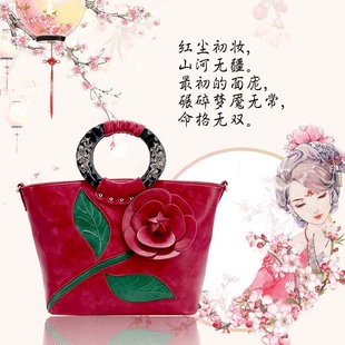 经典中国风立体大花朵包包新娘包手提斜挎民族风女包撞色手工花包