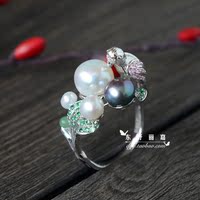 香港设计师 S925纯银 天然珍珠戒指女 清新文艺 14号 小鸟