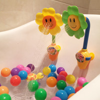 宝宝洗澡玩具手动电动向日葵花洒儿童沐浴戏水喷水浴室正版包邮