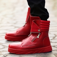 新款欧美时尚舒适冬季拉链潮流靴高帮保暖时尚男鞋板鞋男