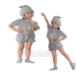 新款演出动物服卡通造型衣服儿童小老鼠表演服装分体灰老鼠动物服