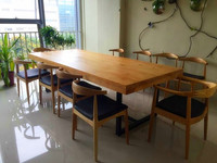 美式复古餐桌实木做旧铁艺实木餐桌长方形办公桌电脑桌休闲咖啡桌