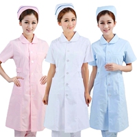 护士服圆领女冬夏装长短袖护士服白粉蓝色娃娃领修身工作服白大褂