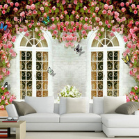 欧式3d背景墙壁画立体田园墙纸蔷薇花客厅电视卧室无纺布壁纸无缝