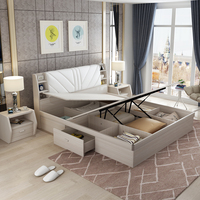 小户型板式床简约现代主卧储物床1.5米气动高箱床1.8m卧室双人床