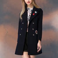 2016秋装新款显瘦长袖直筒呢子大衣女中长款英伦气质女式外套风衣
