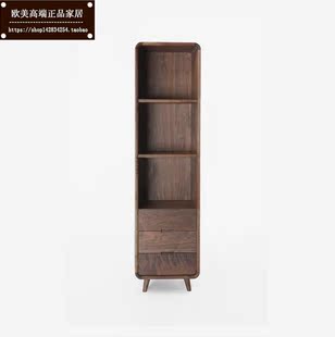 北欧简约日式原木家具定制简约风格黑胡桃实木单体书柜立柜高
