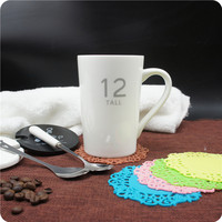 简约数字杯子陶瓷咖啡杯定制大容量创意个性情侣水杯马克杯带盖勺