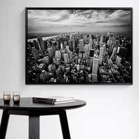 黑白纽约城市建筑风景装饰画客厅卧室沙发餐厅玄关背景墙大幅挂画