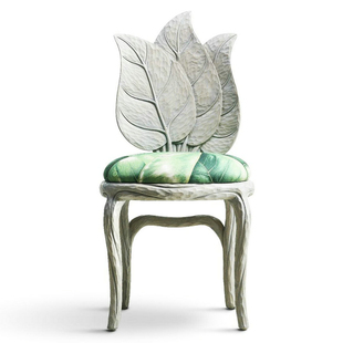 锦尚家具新古典欧式简约实木餐椅个性创意树叶靠背椅休闲椅形象椅