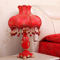 欧式卧室床头灯婚庆喜庆结婚房红色奢华创意龙凤玫瑰台灯
