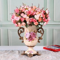 创意复古树脂欧式花瓶摆件 美式乡村家居装饰客厅餐厅柜花插花器