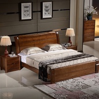 胡桃木床全实木床1.8 1.5米 简约现代中式床双人床大婚床卧室家具