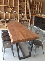 美式现代风格铁木餐桌椅长方形会议书桌子餐椅复古工作台家具