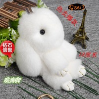 獭兔毛兔子挂件装死兔包包挂件萌萌兔韩国进口毛绒小兔子皮草挂件